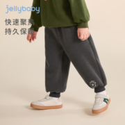 JELLYBABY男童加绒裤子秋冬新款宝宝运动裤洋气一岁小童冬装卫裤儿童休闲裤 深灰 100CM