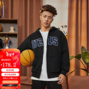 UZIS 有志者 美式连帽拉链外套卫衣男复古休闲秋冬季运动开衫[常青藤] 黑色 3XL