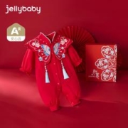 春节年货礼盒：JELLYBABY 新生儿拜年服红色连体衣礼盒
