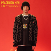 PEACE BIRD 太平鸟 老虎印花 针织开衫