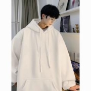GSLONG 港士龙 纯白色460g重磅卫衣加绒男款棒球服内搭高克重连帽衫oversize外套