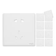 施耐德电气 五孔插座十支装 86型暗装墙壁5孔插座面板套装 珍铂系列丝绒白色