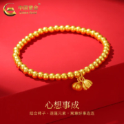 京东百亿补贴：China Gold 中国黄金 足金古法两世欢手串黄金手链女款转运珠手饰元旦情人节礼物送女友 两世欢手链约5g