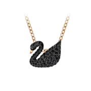 施华洛世奇（SWAROVSKI）小号黑天鹅ICONIC SWAN 女士项链 5204133 镀玫瑰金色,黑色