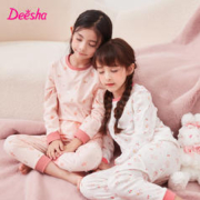Deesha 笛莎 童装女童内衣套装秋冬纯棉保暖睡衣宝宝儿童秋衣秋裤两件套