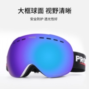 PROPRO 滑雪镜大球面无框式滑雪眼镜可卡近视镜男女户外登山滑雪防风护目镜双层防雾单板双板滑雪镜 黑色