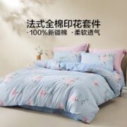 LOVO 乐蜗家纺 杜乐丽春绽 全棉四件套 1.8米床(适配220x240被芯)