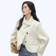100%绵羊毛 对白单排扣女子绵羊毛大衣