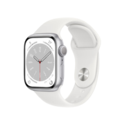 Apple/苹果 Watch Series 8 智能手表GPS款41毫米银色铝金属表壳白色运动型表带 iwatch S8 MP6K3CH/A