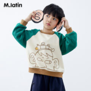88VIP会员：M.Latin 马拉丁 童装男女童短款卫衣2022春装儿童主题线条印花拼色卫衣