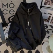 莫测 MOCE秋冬季假两件加绒连帽卫衣男痞帅设计感外套宽松半高领上衣潮