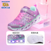 Skechers斯凯奇儿童鞋女童闪灯鞋春秋款运动鞋甜美发光大童休闲鞋302145L 薰衣草色/浅绿色/LVAQ 30