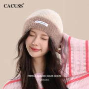 CACUSS 毛线帽女士秋冬大头围针织帽保暖堆堆帽显脸小帽子女
