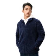 网易严选男式基础摇粒绒外套【新品】冲锋衣内胆保暖珊瑚绒夹克 珊瑚绒(长绒)-外套-藏青色升级款 S（165/88A）