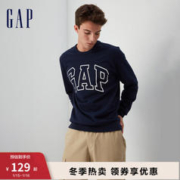 Gap 盖璞 男女装秋冬2023新款LOGO圆领抓绒保暖卫衣427434加厚上衣 海军蓝 175/92A(S)