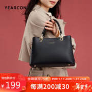 YEARCON 意尔康 时尚包中年百搭大容量托特包女士手提包36W23022黑色