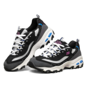 斯凯奇（Skechers）女复古运动老爹鞋拼色熊猫鞋 11947 BKBL黑色/蓝色 37