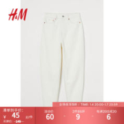 H&M 女装牛仔裤秋季女2023新款水洗休闲舒适高腰九分牛仔裤0864216 自然白 155/60A