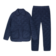 京东百亿补贴：京东京造 夹棉加厚抑菌男式家居服套装 藏青色XL