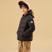 雪中飞 儿童羽绒服冬简约可爱品质鸭绒连帽短款外套童装