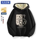 JEANSWEST 真维斯 Z+）连帽加绒卫衣 黑（趣多多熊） 2XL(体重150斤-170斤)