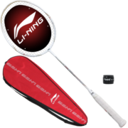 李宁 LI-NING 初中级进阶全碳素羽毛球拍单拍 HC1100 白金(已穿线)