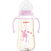 贝亲（Pigeon）ppsu奶瓶 婴儿宽口径彩绘奶瓶带手柄大容量330ml 粉色小兔配L码奶嘴（6个月以上）