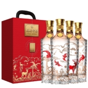 五粮液 福禄寿禧中国红皮盒浓香型白酒52度500ml*4瓶