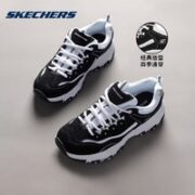 SKECHERS 斯凯奇 女鞋春季厚底增高经典奶茶熊猫鞋休闲运动老爹鞋 黑白 37