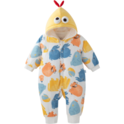 aqpa婴儿连体衣棉服夹棉冬季宝宝连帽保暖厚服新生儿衣服棉衣 动物聚会 66cm