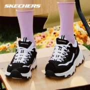 Skechers斯凯奇女鞋春季厚底增高经典奶茶熊猫鞋休闲运动老爹鞋 【经典款】黑白 37