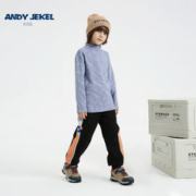 AndyJekel 安迪杰克尔 男童打底衫条纹长袖T恤保暖半高领内搭德绒秋冬发热衣