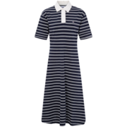 TOMMY JEANS23女装纯棉小绣标撞色优雅A字宽松长POLO连衣裙17685/15564 蓝白条纹C87（批次一） M