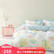 MENDALE 梦洁家纺 甜梦时光 床上四件套纯棉床件床上用品全棉被罩1.8米（220×240）