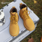 DAPHNE 达芙妮 马丁靴女款冬工装靴女鞋厚底短靴女踢不烂大黄靴