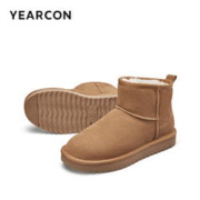 YEARCON 意尔康 女鞋 雪地靴女 厚底短靴 棕色 38