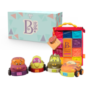 比乐（B.） B.toys数字浮雕软积木玩具堆环 感官训练礼物 婴幼儿童玩具礼物 捏捏乐+回力车套装