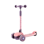 米迪象儿童滑板车可坐可立闪光滑滑车可折叠踏板车防侧翻滑行车1.5-10岁 粉色标配版-无音乐M1