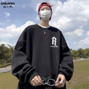 GSLONG 港士龙 字母美式复古加绒卫衣男oversize重磅大码宽松圆领打外套