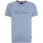 TOMMY HILFIGER23男女纯棉平纹针织简约签字体刺绣合身短袖T恤XM0XM02365 蓝色DY5 M(推荐：135-150斤)