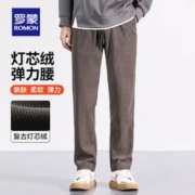 ROMON 罗蒙 灯芯绒加厚宽松休闲裤男士宽松直筒裤中青年秋冬保暖长裤子 卡其 170(建议100-125斤)