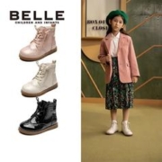 BeLLE 百丽 女童马丁靴防滑加绒保暖洋气公主靴