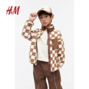 H&M HM童装男女童同款外套2023冬季新款时尚可爱花纹抓绒夹克1203349