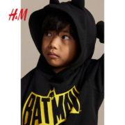 H&M HM童装男童卫衣2023冬季新款宽松加绒可爱耳朵装饰连帽衫1170740