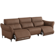 顾家家居（KUKA）沙发真皮沙发客厅家具一键开合可躺倒功能沙发小户型家用6107 春节后发货褐石棕3人位2电动
