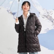 La·go·go 拉谷谷 连帽鸭绒女式羽绒服休闲宽松保暖防寒纯色加厚外套