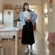 09WOMEN 大码半身裙全棉松紧腰简约舒适休闲通勤百搭2023秋冬60921
