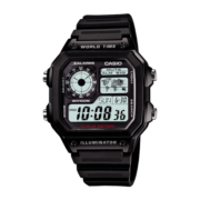 卡西欧【礼物】手表休闲钢带防水小银表小方块多功能学生男士手表 AE-1200WH-1AVDF