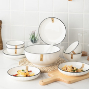 尚行知是 专享日式网红陶瓷碗碟盘套装家用米饭碗泡面碗汤碗微波炉专用碗具组合 四人食16件套