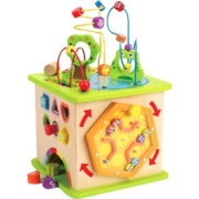 Hape多功能游戏盒 六面百宝箱玩具0-1-3岁男女小孩儿童礼物早教 开心农场游戏盒 E1810